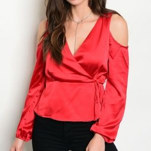 RED SATIN TOP